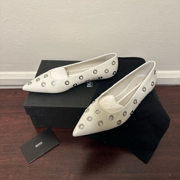 BOSS Hugo Boss Rose Grommet Studdet  ballet flat all leather size 5, new - Picture 7 of 16
